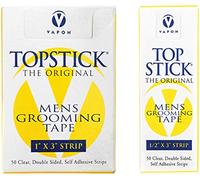 Topstick Men's Clear Double Sided Grooming Tape Bundle - (1 Box of 50 Strips) 1" x 3" & (1 Box of 50 Strips) 1/2" x 3"