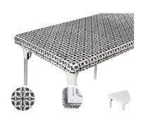 TopTableCloth Manteles rectangulares de plαstico con estampado negro, 8 pies, 96 x 30 pulgadas, vinilo de esquina elαstico, mantel navideρo, rect