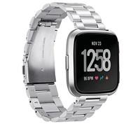 TopTen - Correa de reloj compatible con Fitbit Versa/Versa 2/Versa Lite/SE Smartwatch, pulsera de metal de acero inoxidable, accesorios de repuesto, correa de muñeca ajustable