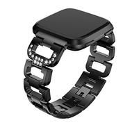 TopTen Fitbit Versa - Correa de Reloj Ajustable, de Acero Inoxidable, para Pulsera Deportiva, Accesorios de Repuesto para Fitbit Versa, Reloj Inteligente de Salud y Fitness, Negro, 5.2" -8.2"