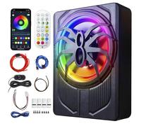 Topteng 10" 12V Slim Under Seat Powered Car Subwoofer with 1200W MAX Power, Built-in Amplifier, App Control and Dynamic RGB Light, 4Ω 90dB Hi/Lo Input Bass Speaker Apto para Car Truck SUV MPV