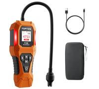 TopTes PT-356 Detector De Gas Recargable con Sonda de 25 cm, Rango de detección 0-20% LEL, Sistema de Alarma Triple, Detector de Fugas de Gas con Doble Modo de visualización para metano y butano