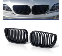 TOPTHAN Apto para BMW Serie 3 E46 4 Door 4D 2002-2005 LCI Facelift Grill Doble Puente Frontal Rejilla Rejilla Negro Brillo Radiador Frontal Doble Ribete Rejilla Izquierda Derecha