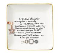 Topthink Special Daughter A Is Blessing Ceramic Jewelry Holder Ring Dish Trinket Tray Gifts from Mom Or Dad Birthday Gradua