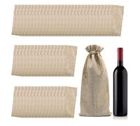 Toptie 12 Bolsas de Arpillera con Cordón de 36 x 16 cm para Botellas de Vino y Champán de 750 ml, Bolsas de Regalo de Arpillera, Lino