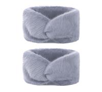 TOPTIE 2 Piezas Diadema de Pelo Sintético para Mujer Orejeras de Peluche Calentador de Oídos de Invierno, Gris Diadema de Spa para Lavarse la Cara