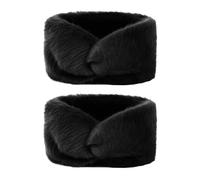 TOPTIE 2 Piezas Diadema de Pelo Sintético para Mujer Orejeras de Peluche Calentador de Oídos de Invierno, Negro Diadema de Spa para Lavarse la Cara