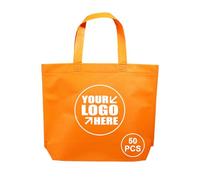 TopTie 50 Bolsas de Compras no Tejidas Personalizadas, Reutilizables, Ideales para comestibles, Compras, Viajes, Bolsa de Transporte