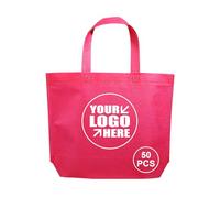 TopTie 50 Bolsas de Compras no Tejidas Personalizadas, Reutilizables, Ideales para comestibles, Compras, Viajes, Bolsa de Transporte