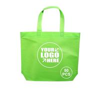 TopTie 50 Bolsas de Compras no Tejidas Personalizadas, Reutilizables, Ideales para comestibles, Compras, Viajes, Bolsa de Transporte