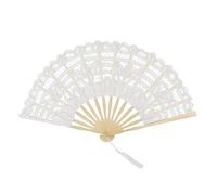 TopTie Abanico Plegable de Mano Colores Bailar Abanico Encaje Flamenca Abanico de Boda para Novia Invitados Fiesta Día de San Valentín Blanco