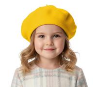 TopTie Boina Clásica Francesa de Lana para Niños y Niñas de 2 a 8 Años, Amarillo