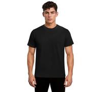 TOPTIE Camiseta de algodón pesado con cuello redondo para hombre, camiseta de manga corta transpirable para bodas, eventos, negocios o uso diario, Negro, 3XL