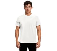 TOPTIE Camiseta de algodón pesado con cuello redondo para hombre, camiseta de manga corta transpirable para bodas, eventos, negocios o uso diario, blanco, M