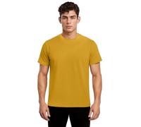 TOPTIE Camiseta de algodón pesado con cuello redondo para hombre, camiseta de manga corta transpirable para bodas, eventos, negocios o uso diario, amarillo, XL