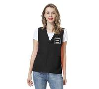 TopTie Chaleco de actividad voluntaria personalizado impreso bordado chaleco de botón uniforme de camarero con bolsillos, Negro, M