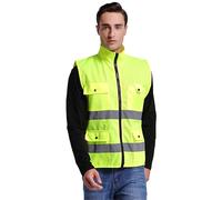 TopTie Chaleco de seguridad reflectante a prueba de viento para actividades de voluntarios con múltiples bolsillos