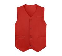 TopTie Chalecos de Vestir para Hombre y Mujer Unisex Chaleco Traje Uniforme de Camarero para Supermercado Empleado y Voluntario Rojo