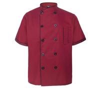 TopTie Chaquetilla Cocinero Unisex Chaqueta de Chef Manga Corta Hostelería Cocina Uniforme con Bosillos para Restaurante Bar Rojo