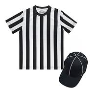 TOPTIE Conjunto de camiseta de árbitro para niños, camiseta de fútbol deportiva, gorro de árbitro