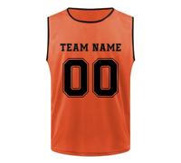 TOPTIE Custom Soccer Pinnies with Numbers Scrimmage Vests, Personalized Mesh Sports Practice Team Jerseys for Soccer-Orange-Adult