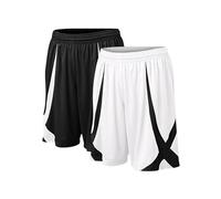 TopTie Pantalones Cortos Hombre Ligeros Transpirables Cómodos Deportivos para Running Fútbol MMA Gimnasio o Casa, Paquete de 2 Negro & Blanco, XL