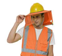 TopTie Protector Solar para Casco de Seguridad y Nuca - Parasol de Malla Transpirable con Visera, Alta Visibilidad y Reflectante para Casco de Obra y Construcción, Pack de 10, Naranja Neón