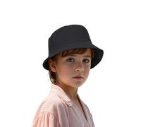 TopTie Sombrero de Sol Infantil Niños y Niñas 3-8 Años Gorro Pescador de Algodón Protección Solar UV Ligero para Playa Piscina y Exterior, Negro