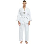 TopTie Uniforme Taekwondo 7.5 oz con Cinturón Blanco para Estudiantes