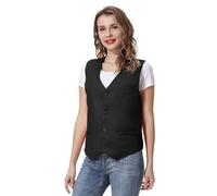TopTie Unisex Button Vest Work Wear Uniform Vest-Black-S