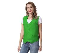TopTie Unisex Button Vest Work Wear Uniform Vest-Green-L