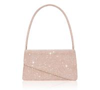 Toptime Bolsos de Mano para Mujer, Bolsos Tipo Sobre Brillantes con Asa, Bolso Pequeño Rosa Oro con Lentejuelas y 2 Compartimentos, Bolso de Noche Elegante para Fiestas, Bodas, Citas y Eventos de Gala