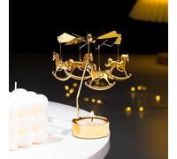 Toptime Portavelas giratorias, con temática de carrusel, de Metal Dorado, Accesorios Decorativos para el hogar, Velas de carrusel para Centro de Mesa, Navidad, día de San Valentín