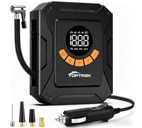 Toptrek Bomba de aire eléctrica, 150 psi, batería inalámbrica, bomba de bicicleta con luz LED, función de banco de energía y USB-C, bomba de neumáticos recargable para bicicleta/bicicleta eléctrica