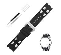 Topuly Correa de reloj de goma de 26 mm de repuesto para Invicta Pro Diver 6977 6978 6981 6983 6984 6986 6991 26 mm correa de silicona accesorios con inserto para hombres y mujeres, inserto plateado
