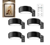 Topveden Picture Lights for Wall with 3 Color Temps, Wireless Rechargeable Magnetic LED Art Painting Light Battery Operated, Adjustable Brightness & Timer (Black,5pcs)