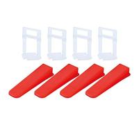 TOPWAY 400 Piezas Sistema de Nivelación de Azulejos 3mm, 300 x Niveladores Azulejos Clips Espaciadores Altura 30mm + 100 x Cuñas Reutilizables para Nivelación de Piso
