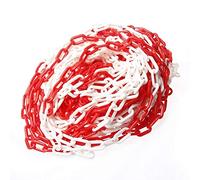 TOPWAY Barrera de Cadena de Plástico 50 Metros, 6mm x 50m Alta Visibilidad Blanco y Rojo para Advertencia Seguridad Espacio de Estacionamiento, Control de Multitudes, Tráfico, Fila de Colas 363065