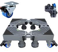 TOPWAY Base Lavadora Soporte Lavadora Secadora Frigorífico Móvil Ajustable, con 4 x 2 Ruedas con Bloqueo y 8 Pies Fuertes, para Electrodomésticos, Gris