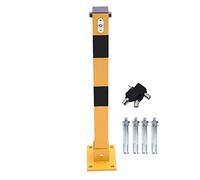 TOPWAY Bolardo de Bloqueo de Espacio para Estacionamiento de Automóviles Bloqueable Plegable Poste de Barrera de Parking de Coche, Amarilla y Negro, Cerradura superior, 60cm de Altura