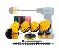 TOPWAY Cepillo para Taladro 21 Piezas Cepillo para Tapicería Taladro Eléctrico Cepillo de Limpieza Kit para Limpiar Llantas de Coche, Bañera, Azulejos, Cocina, Piso, Esquinas y Parrilla