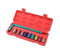 TOPWAY Juego de Llaves de Vaso 1/2" 10 Piezas, Métrico 8-22mm con Mango en L y Llave de Trinquete de Liberación Rápida de 24 Dientes, Acero al Cromo Vanadio, Herramienta de Reparación Automática