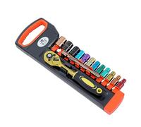 TOPWAY Juego de Llaves de Vaso de 1/4" 14 Piezas, 4-13 mm Métrico con Llave de Trinquete de Liberación Rápida de 24 Dientes, Acero al Cromo Vanadio, Herramienta de Reparación Automática