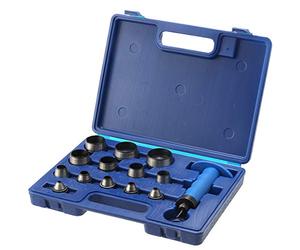 TOPWAY Juego de Perforadoras Huecas 14 Piezas, 5-35mm Cortador de Perforaciones de Cuero Profesional con Mango de Puño en Estuche de Plástico para Cinturón de Peletería Juntas de Goma Correa