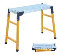 TOPWAY Plataforma de Trabajo Ajustable Plegable, Capacidad de Carga de 500 kg, Andamio Plegable para Banco de Trabajo para Trabajos en Interiores y Exteriores, 90 x 36 x 120,5 cm