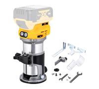 TOPWAY Recortadora de madera inalámbrica sin escobillas de 18 V - Compatible con DEWA.. Batería DCB184, velocidad variable, base de aluminio, 3 pinzas (1/4 pulgadas, 6 mm, 8 mm), sin batería 102779