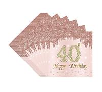 TOPWAYS 40 servilletas de papel doradas, decoradas con felices cumpleaños para niñas y mujeres