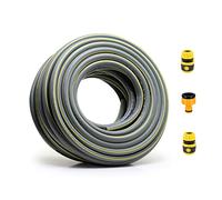 Topways Manguera de jardín, 30 m, 1/2 pulgada, 3 capas más gruesas, reforzadas, a prueba de explosiones, incluye adaptador de grifo 2 en 1, conector rápido de extremo de manguera