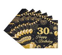 TOPWAYS Servilletas Papel Decoradas 30 Años Hombre Mujer, 40 Piezas Negro Oro Papel Servilleta Decoración Cumpleaños 30. (30Años)