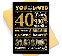 TOPWAYS Tarjeta de cumpleaños número 40, con texto en inglés "You Have Been Loved for 40 Years", tarjetas de felicitación divertidas, tarjeta de aniversario con sobre, decoraciones de cumpleaños de